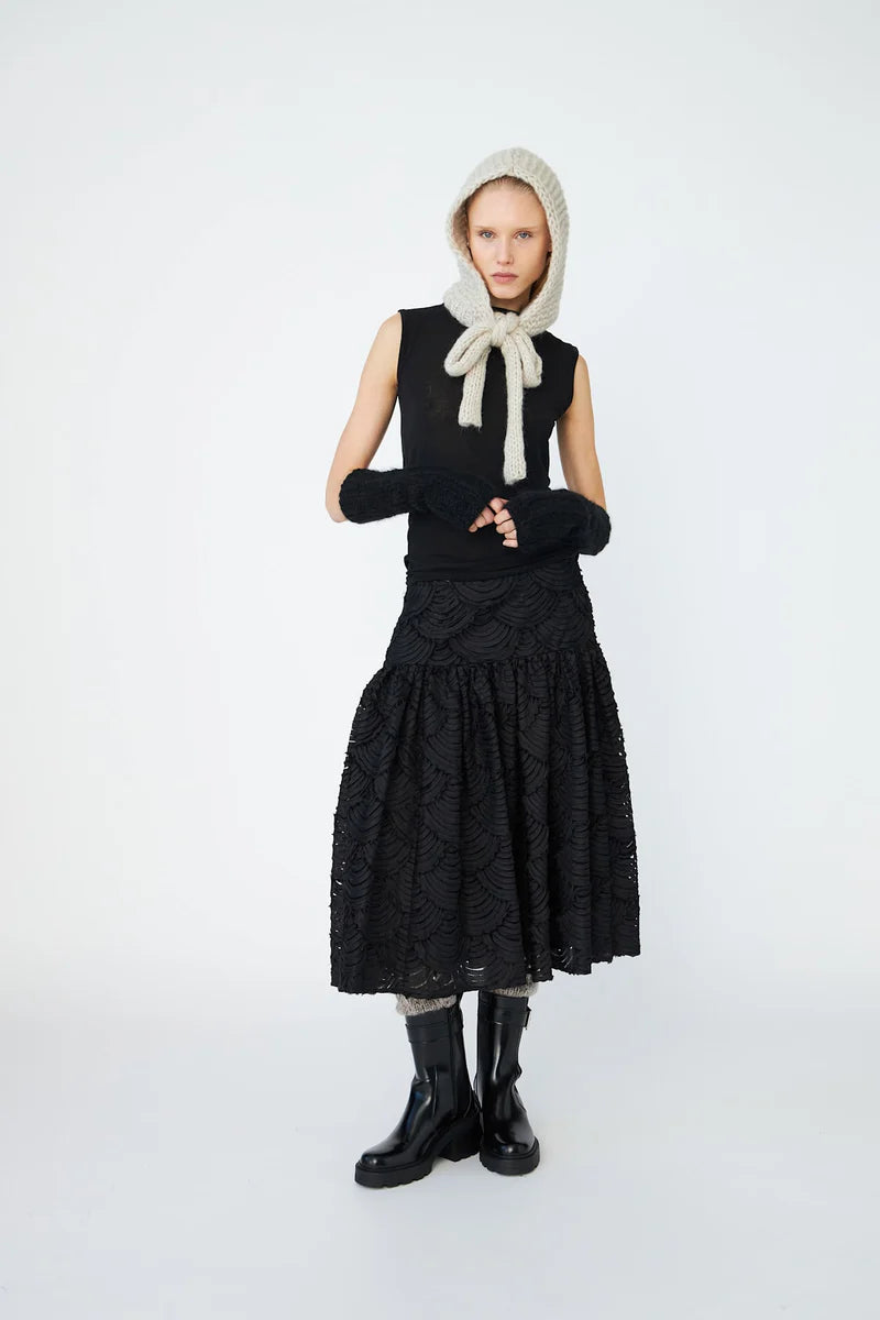Textured Black Skirt
