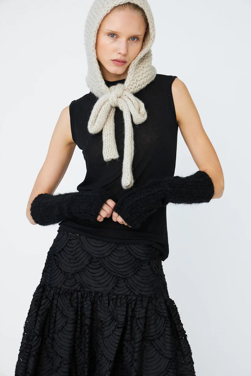 Textured Black Skirt