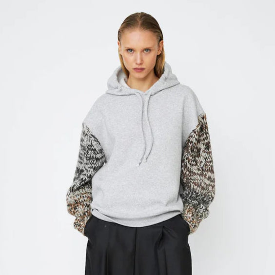 Hoodie with Hand Knitted Sleeves