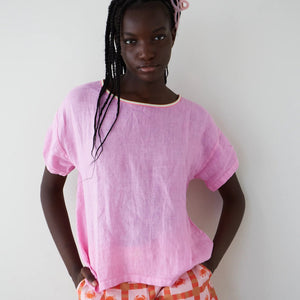 Pink Linen Flake Top