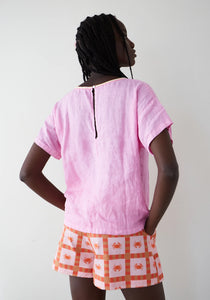 Pink Linen Flake Top