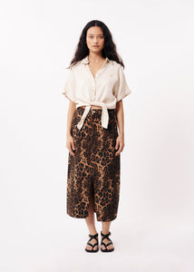 Leopard Print Jean Skirt