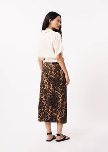 Leopard Print Jean Skirt