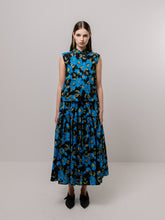 Blue Flower Single Tiered Skirt