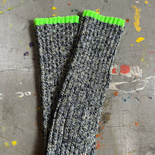 Sara Grey & Green Florescent Socks