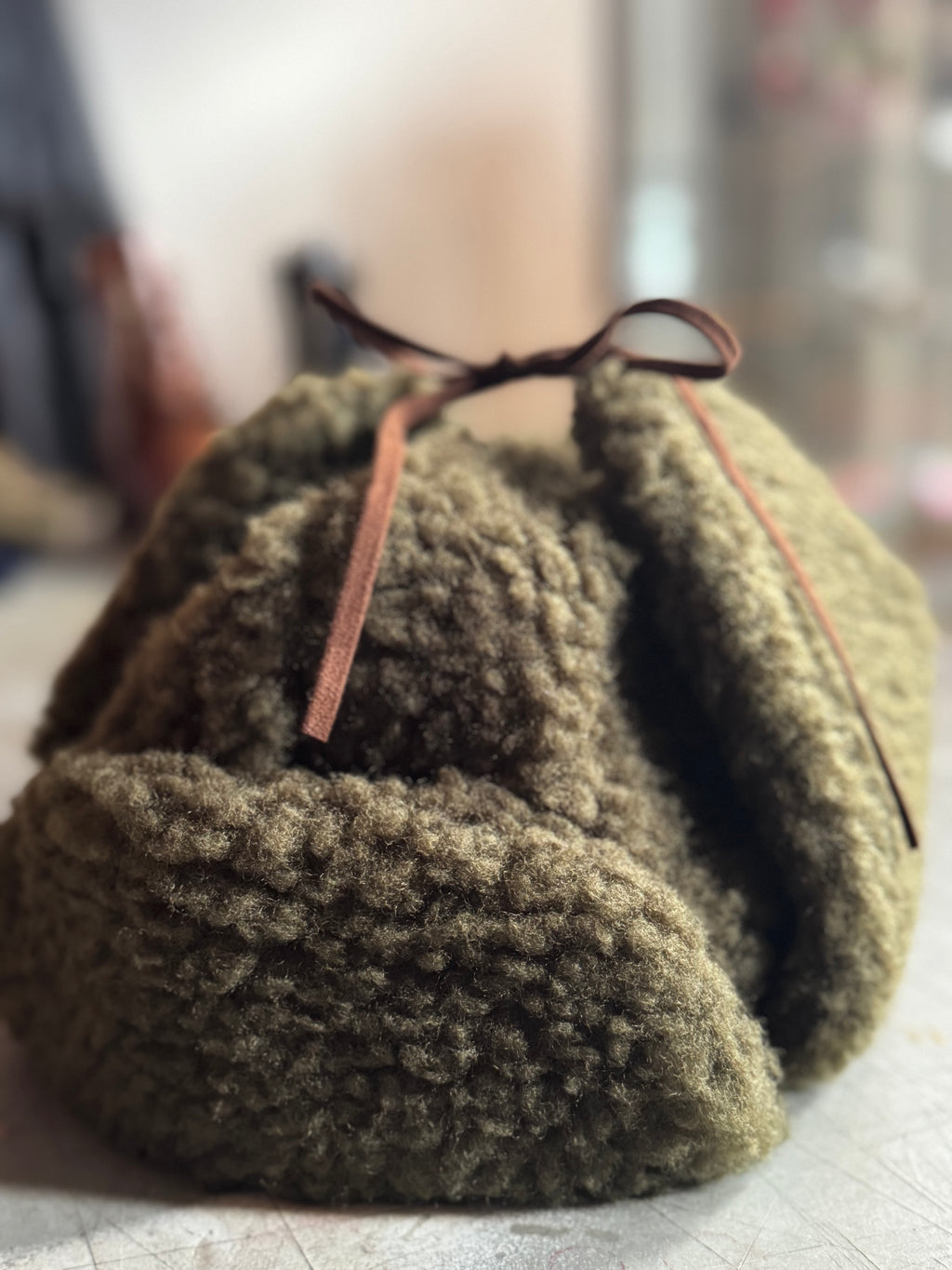 Olive Boa Aviator Hat