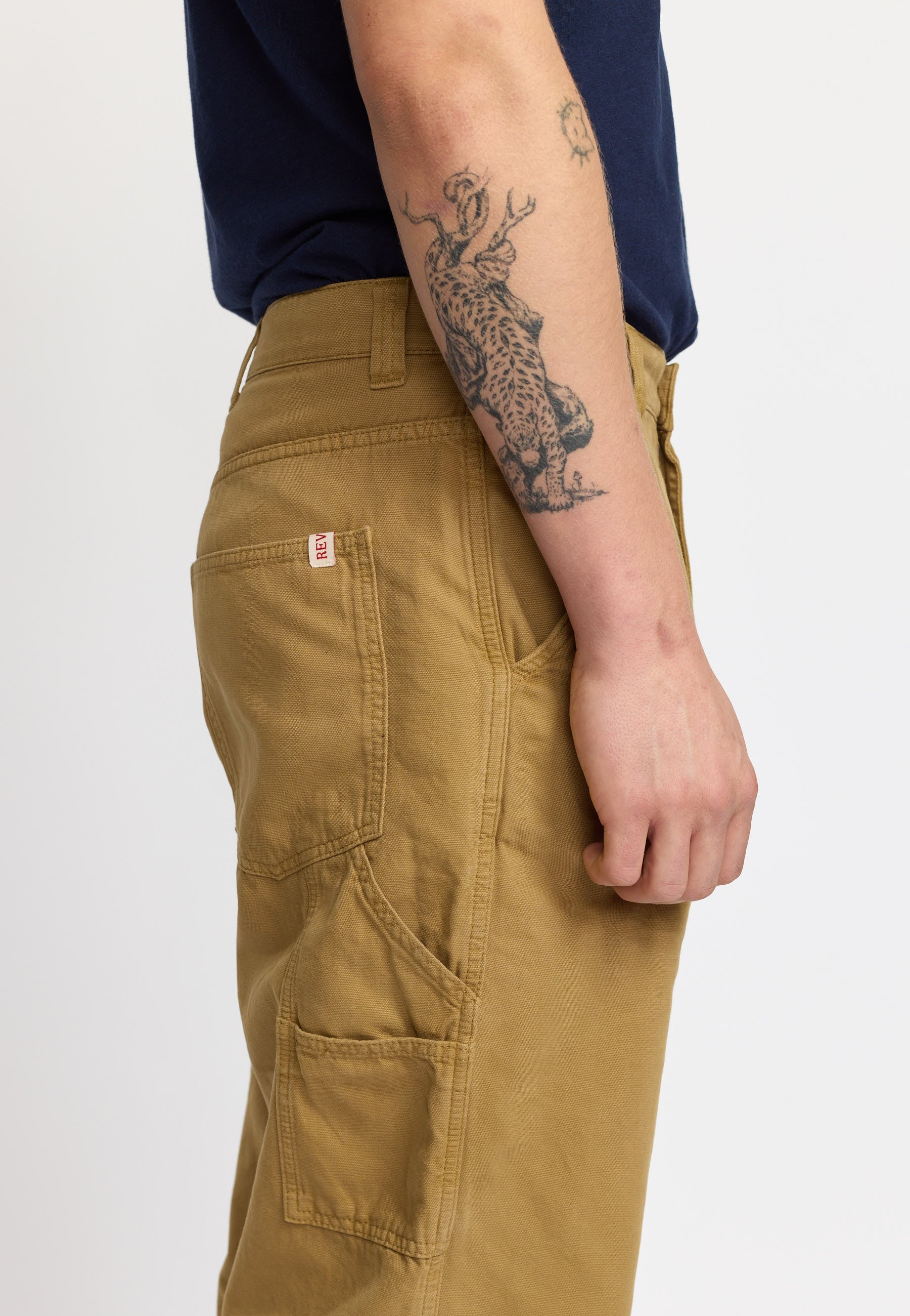 Khaki Wide Worker Trousers