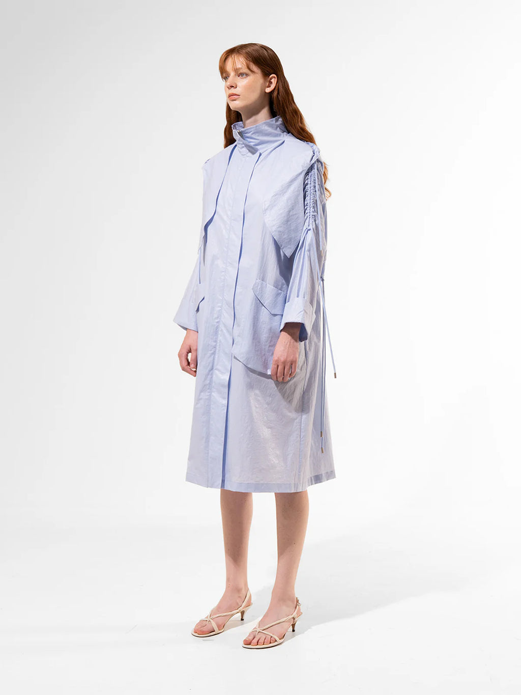 Sky Drawstring Flow Coat