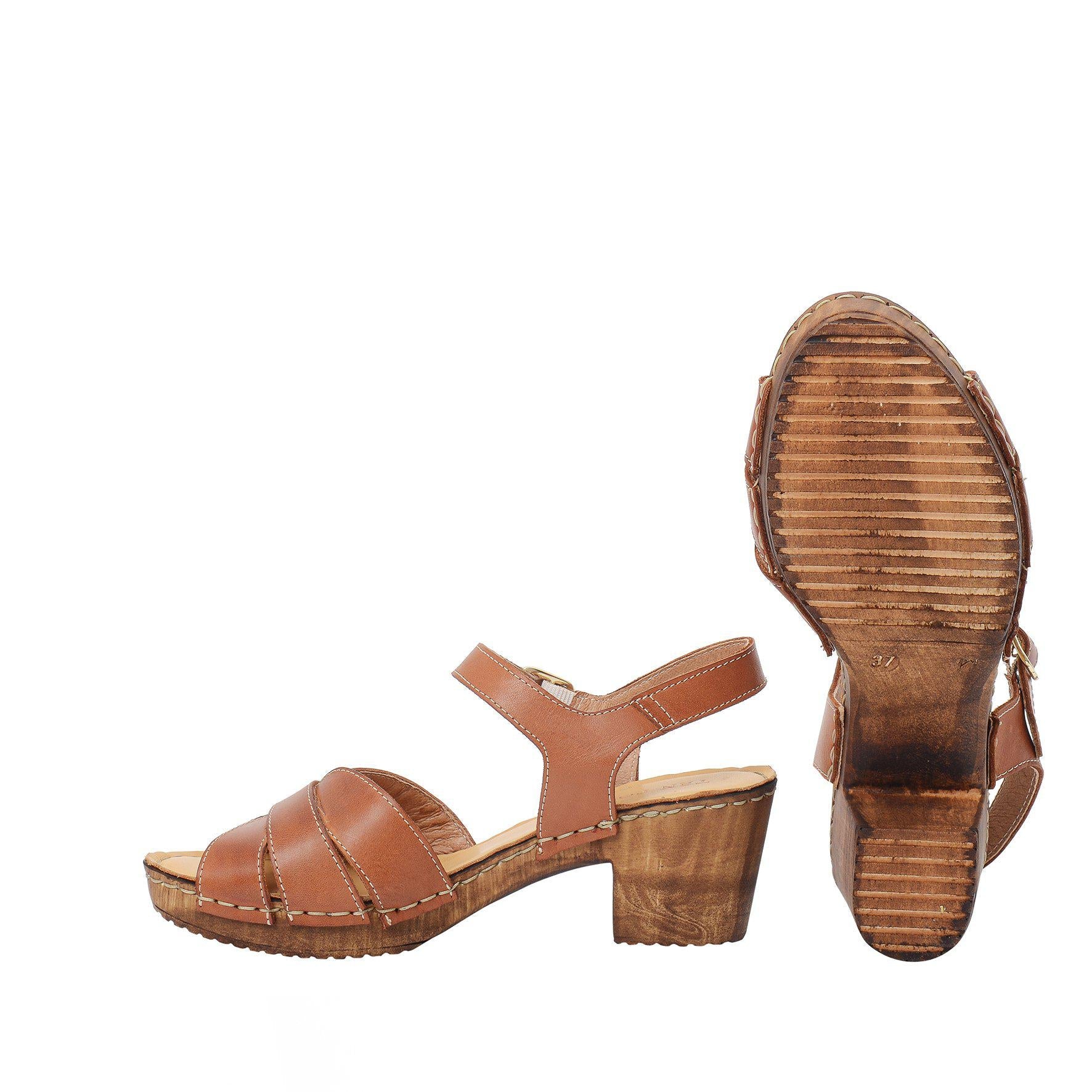 Cognac Heeled Clogs - Last One size 40