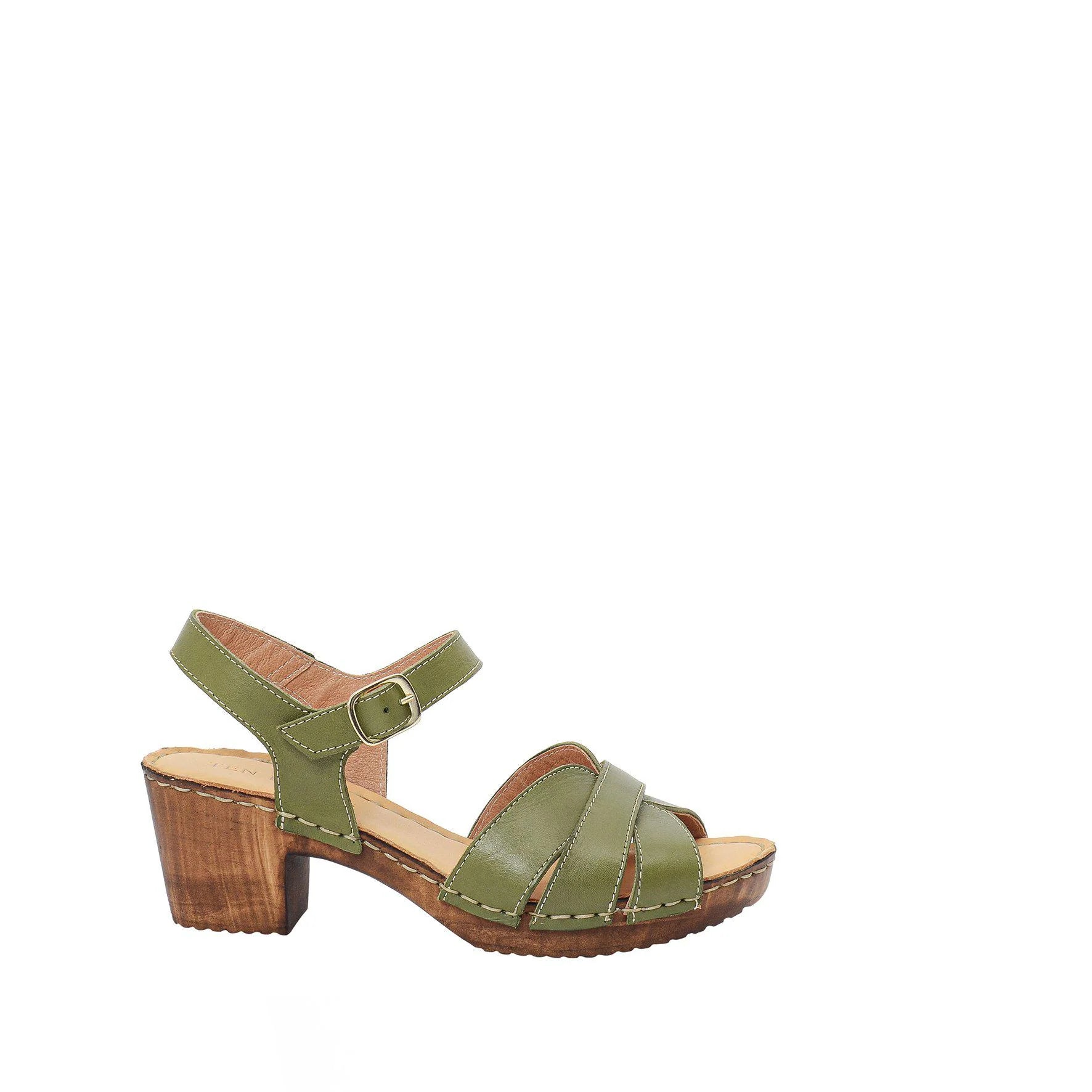 Khaki Heeled Clogs - size 40+41 only