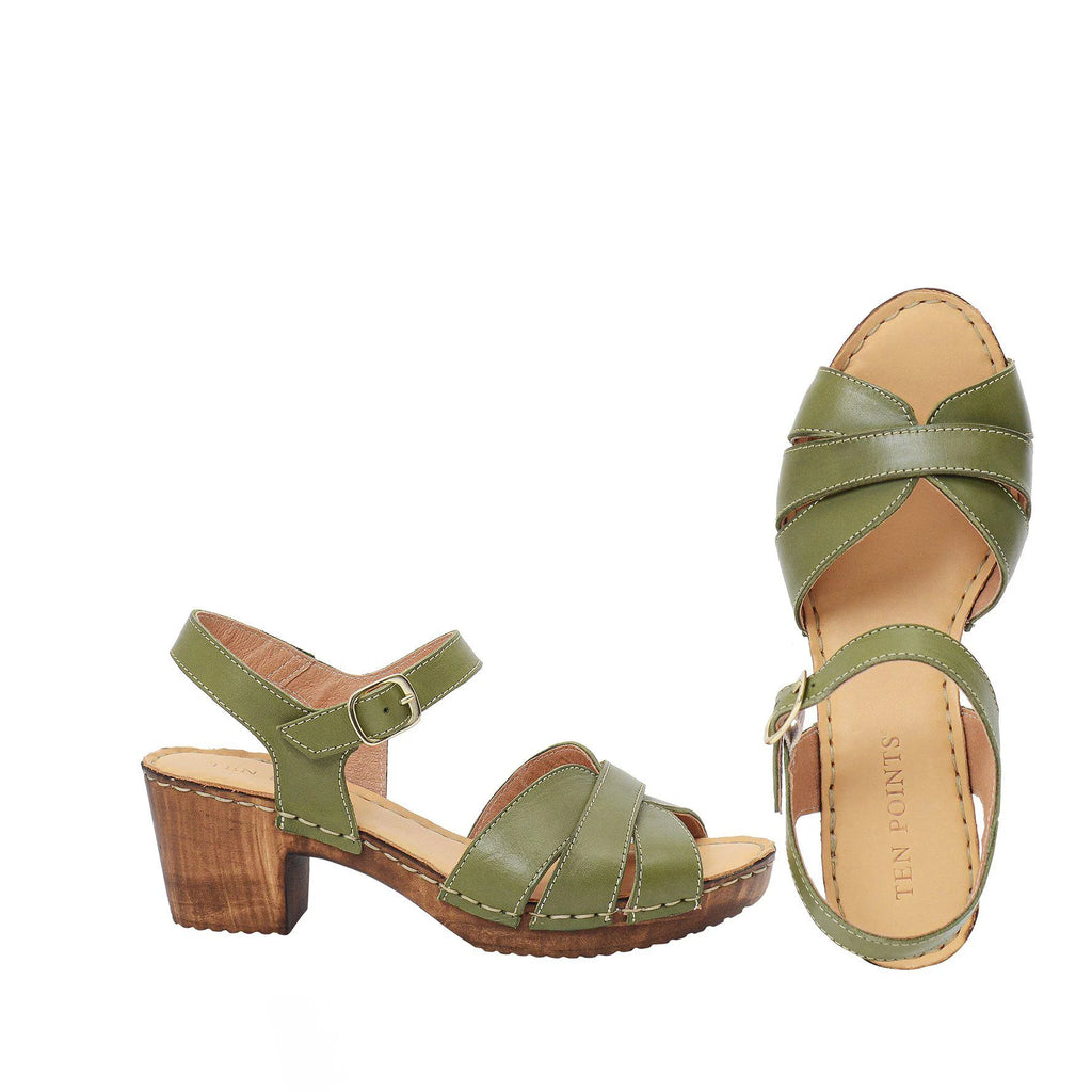 Khaki Heeled Clogs - size 40+41 only