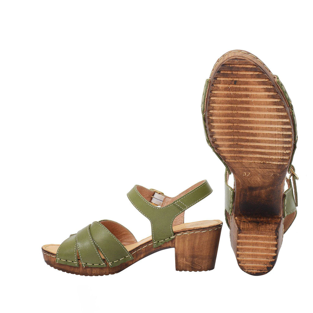 Khaki Heeled Clogs - size 40+41 only