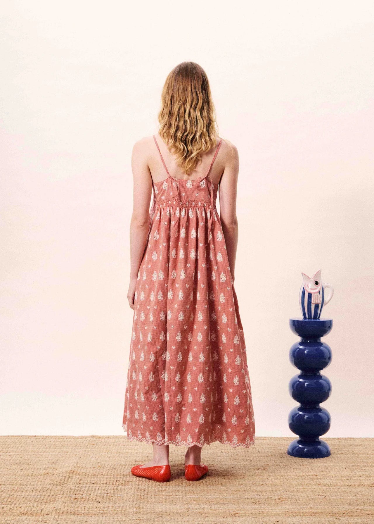Red Broderie Strappy Dress