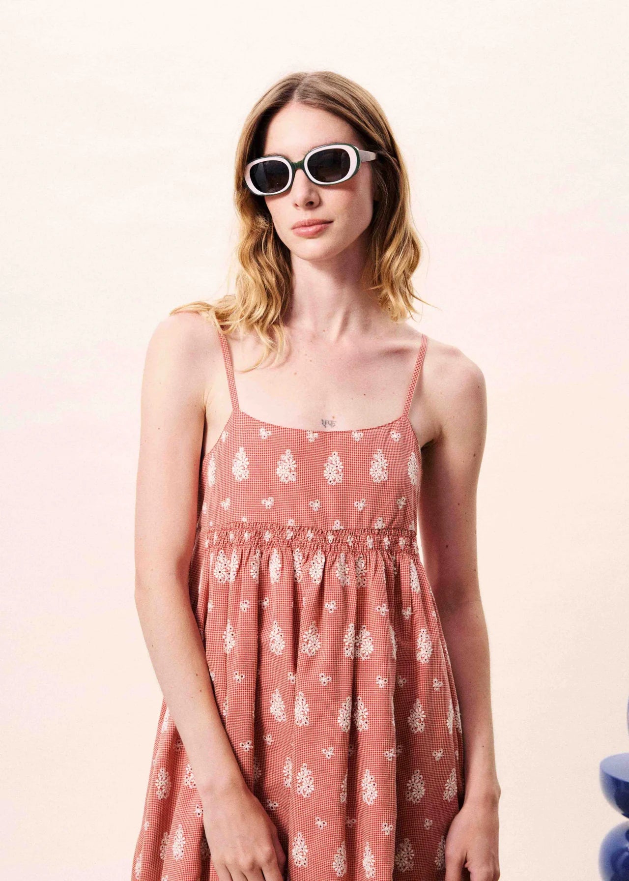 Red Broderie Strappy Dress