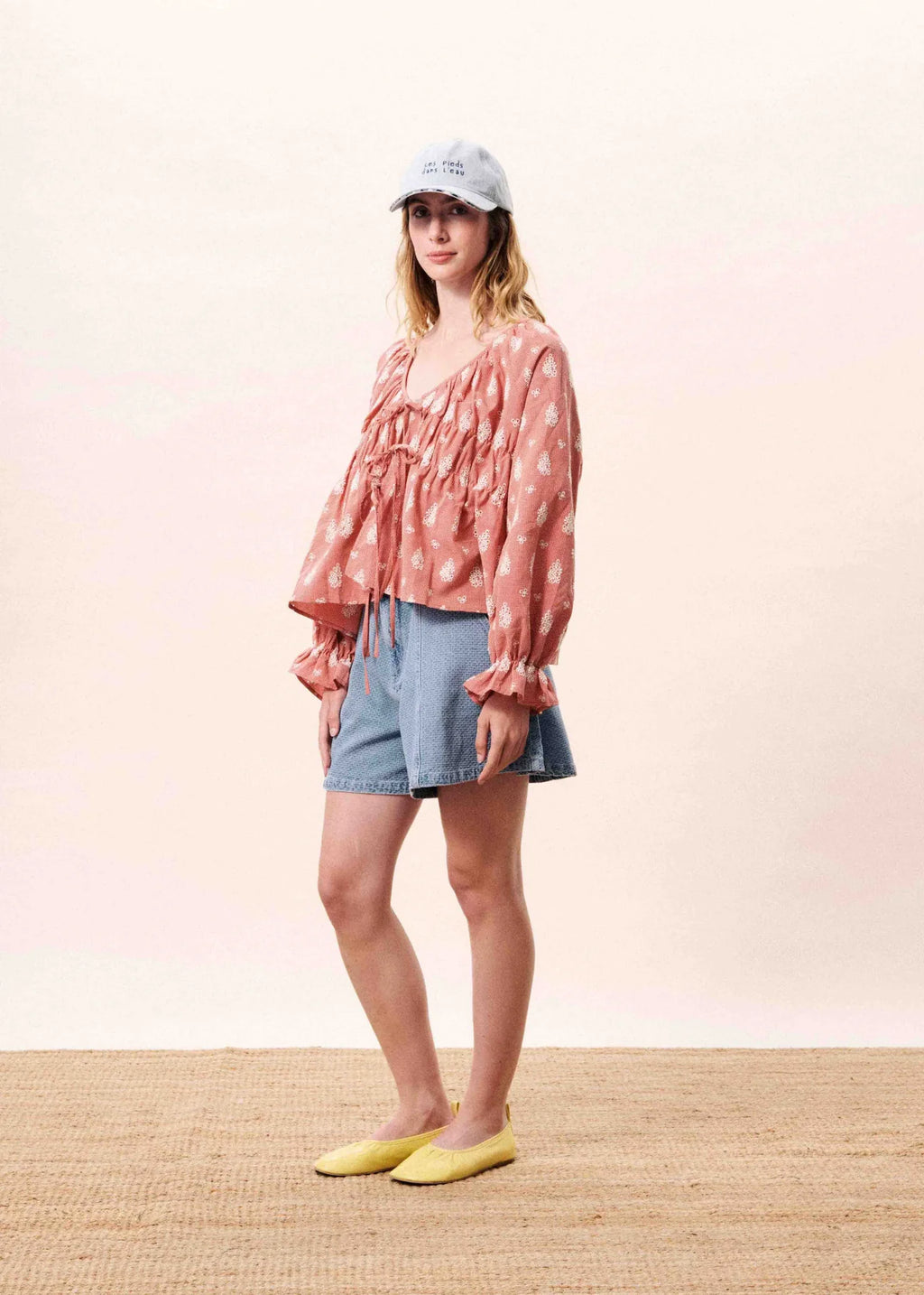 Red Broderie Tie Blouse
