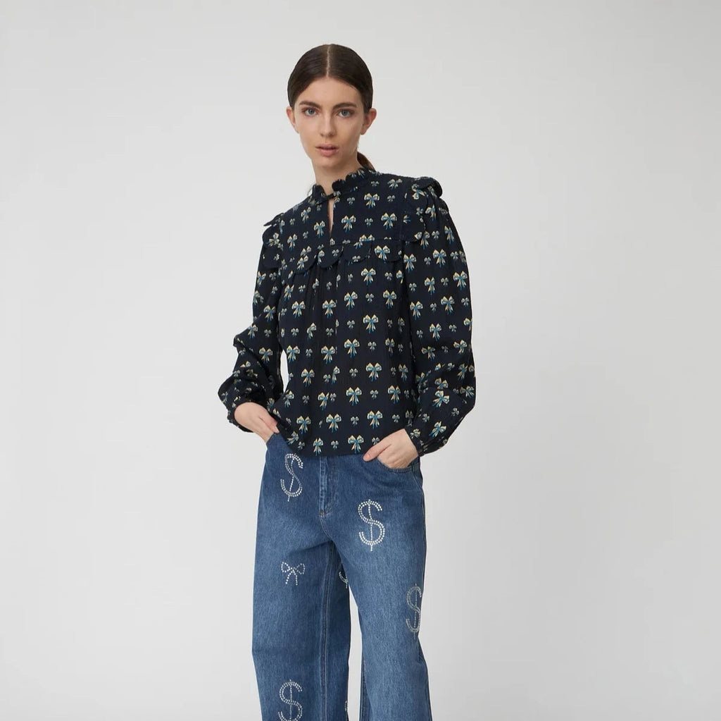 Bow Print Shirt- Last One (size 40)