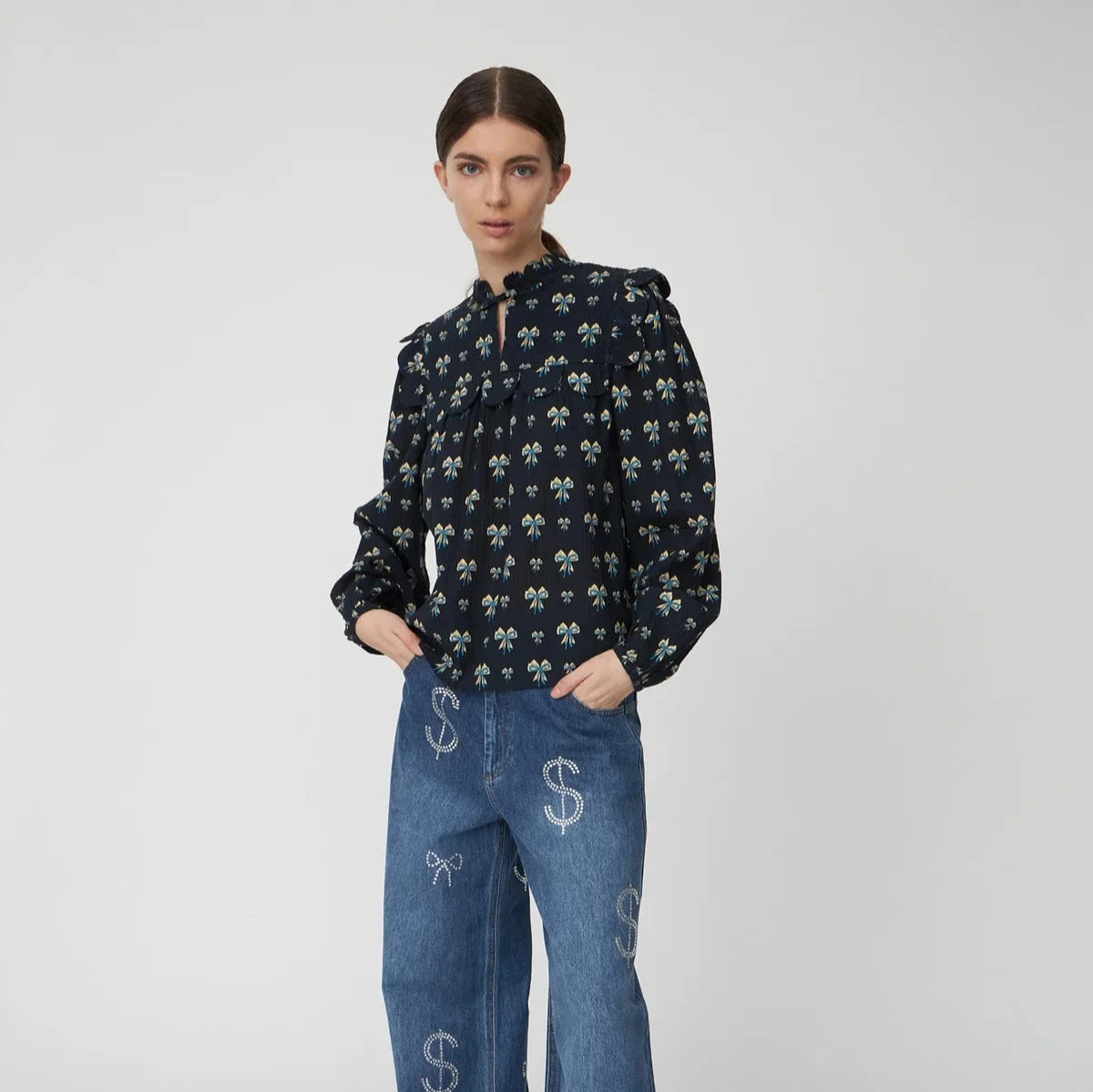 Bow Print Shirt- Last One (size 40)