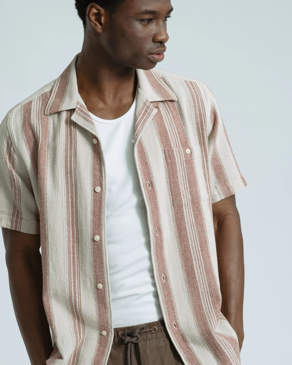 Dobby Red Stripe Selleck Shirt
