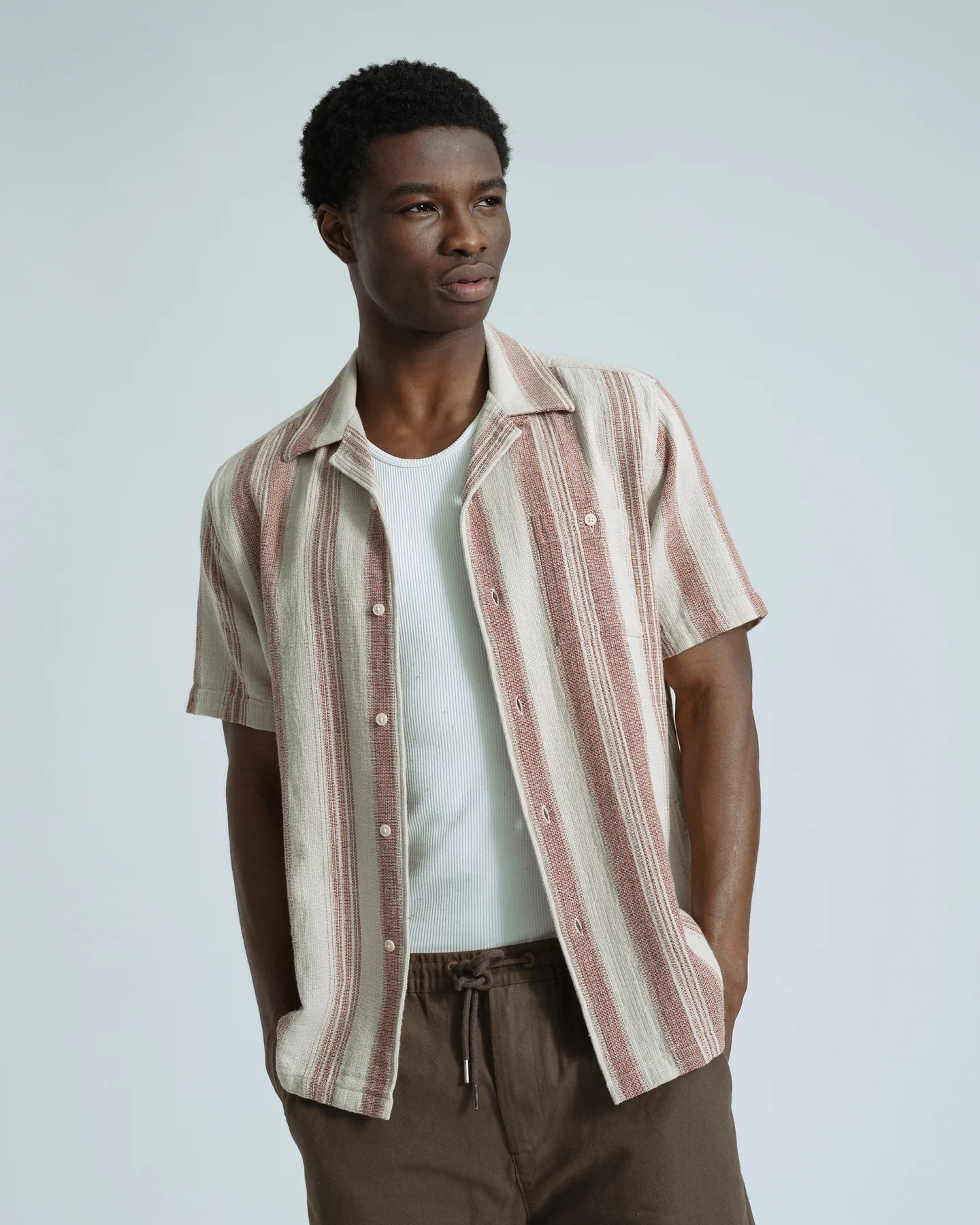 Dobby Red Stripe Selleck Shirt