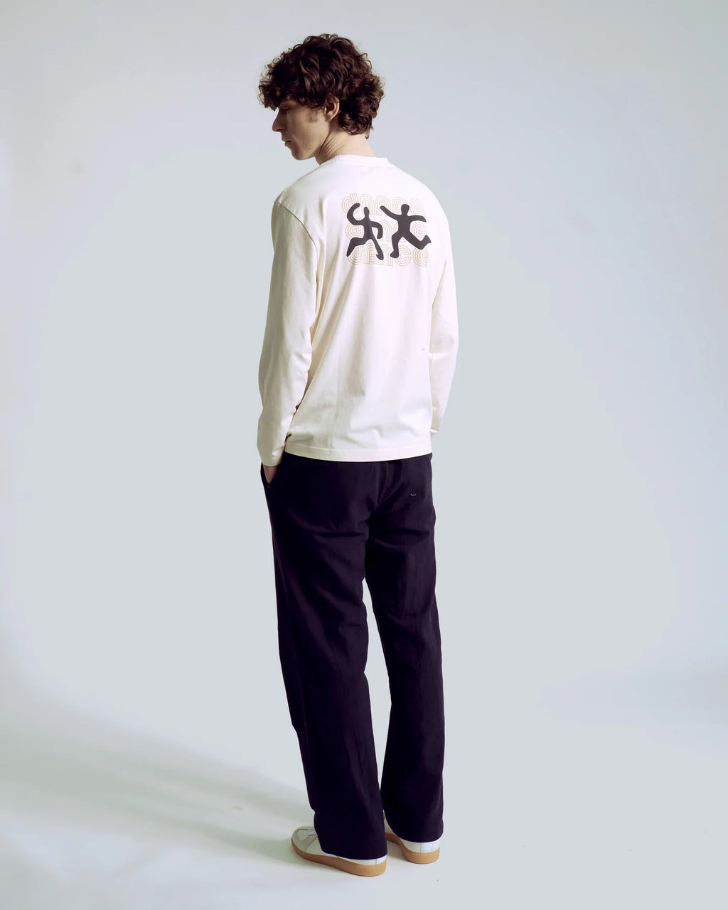 White Dance Graphic Long Sleeve T shirt
