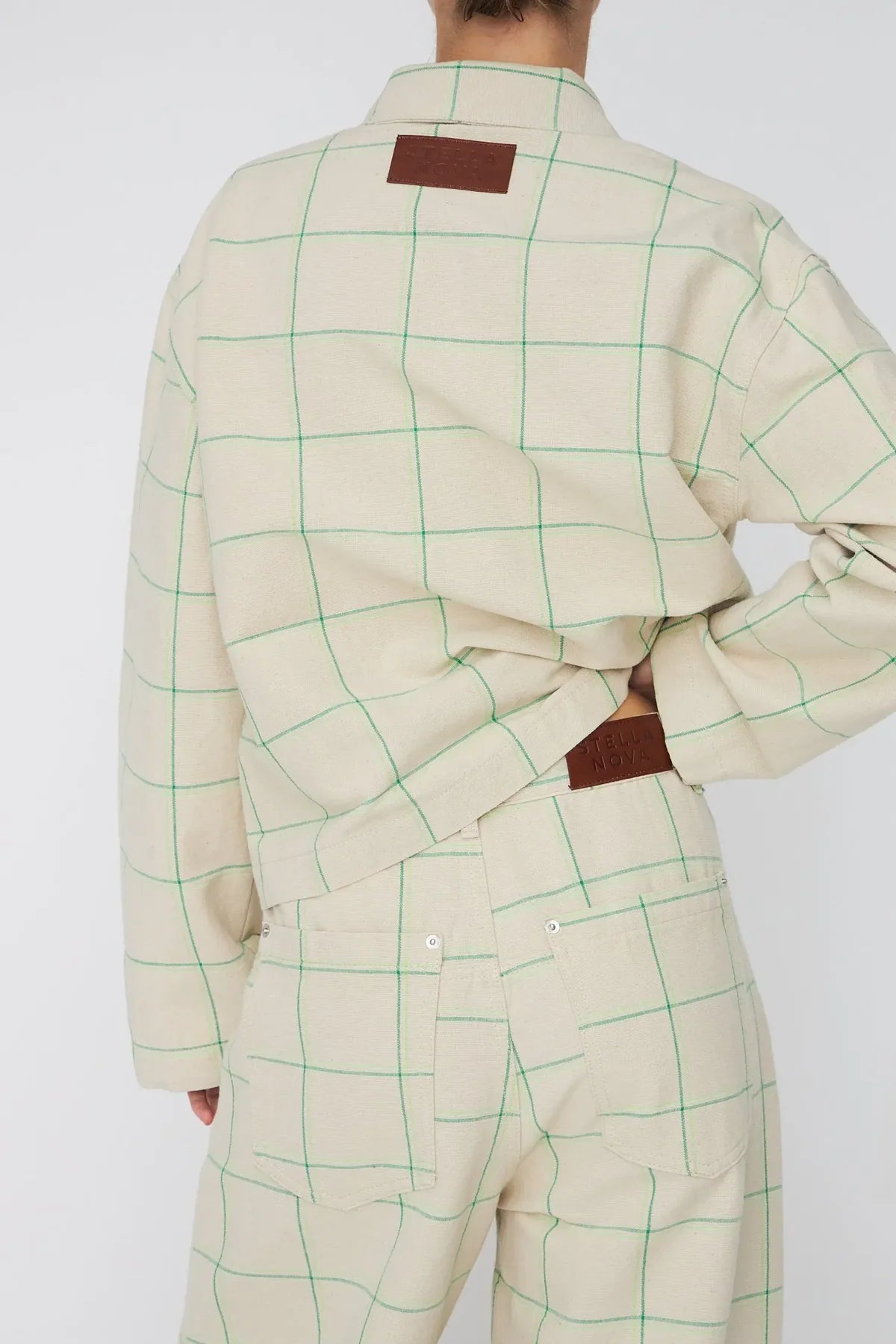 Cream Checked Shirt Jacket