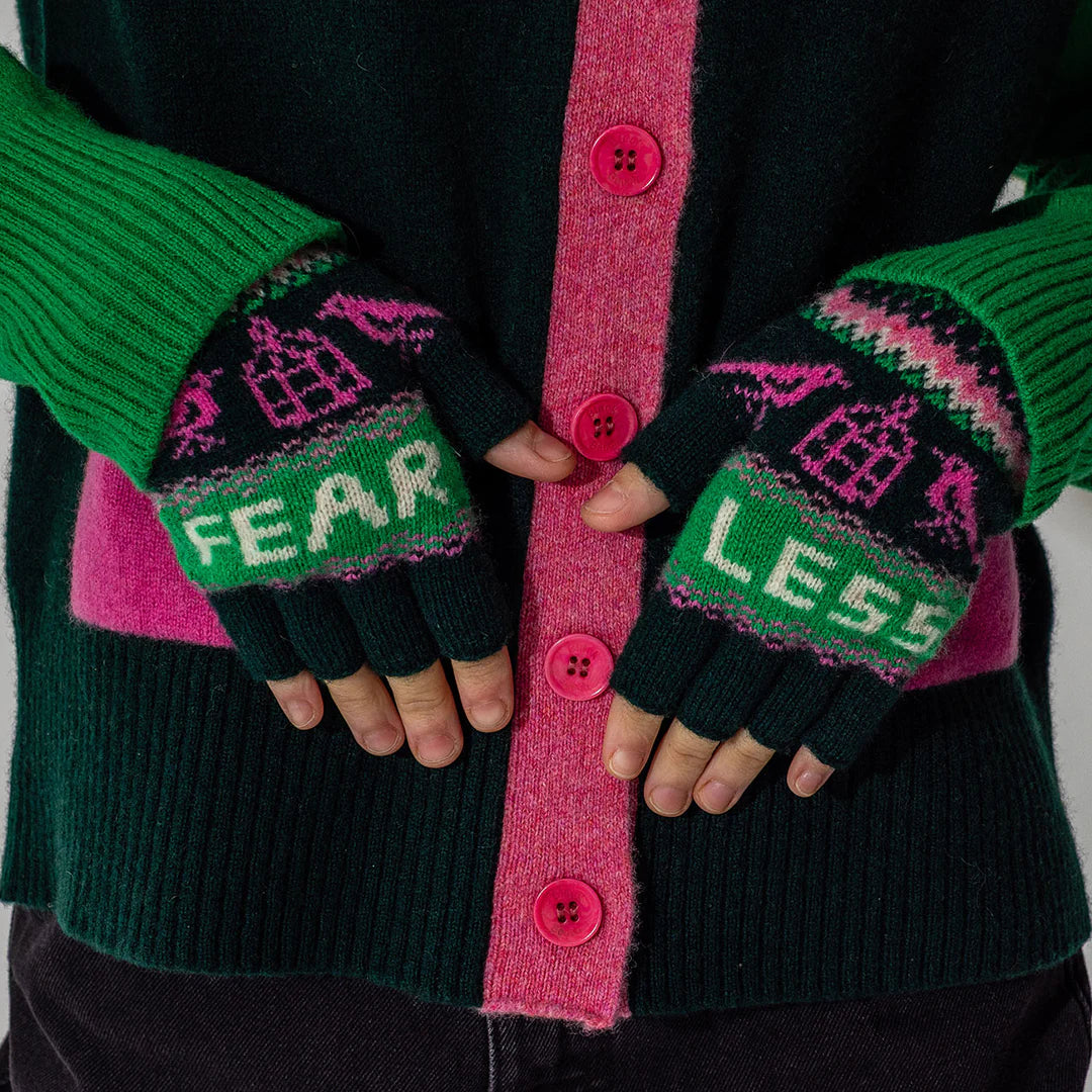 Green Fearless Fairisle Mittens