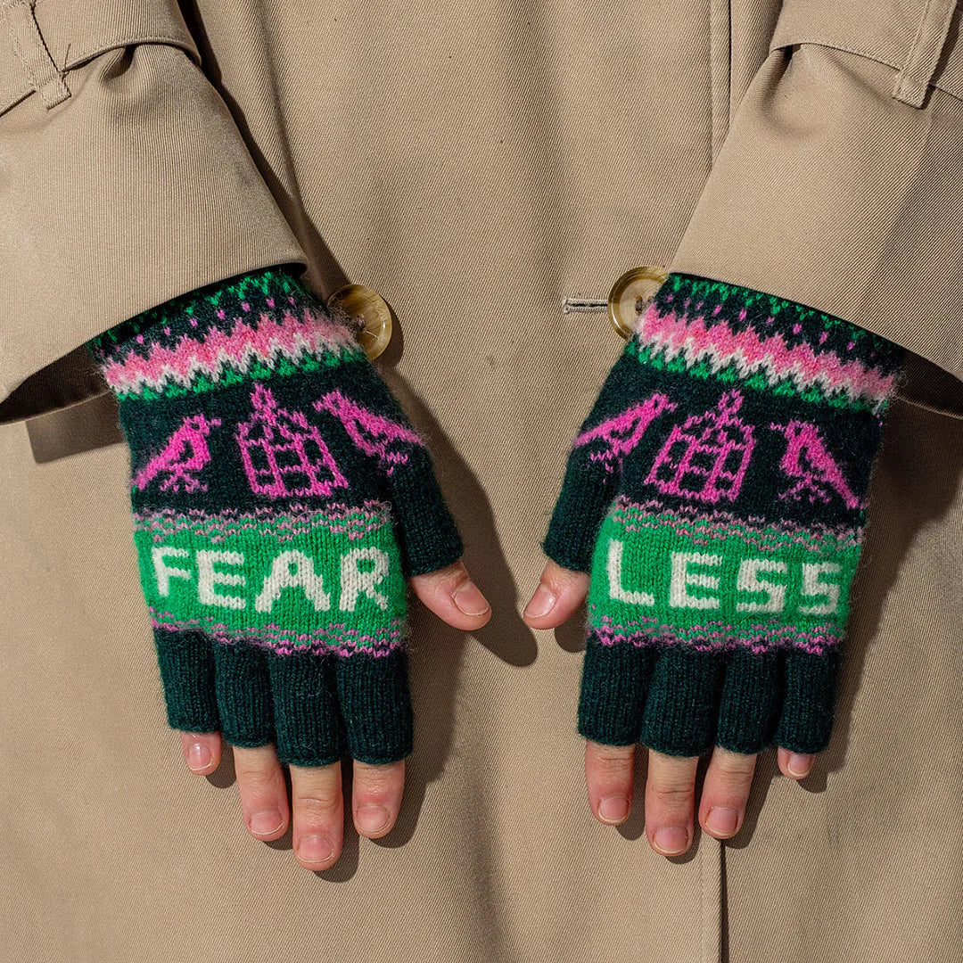 Green Fearless Fairisle Mittens