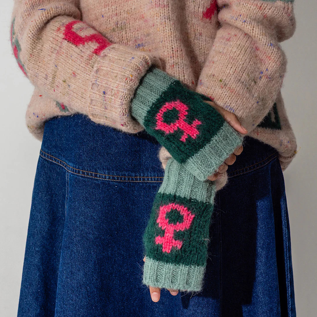 Green Cosmos Wrist Warmers