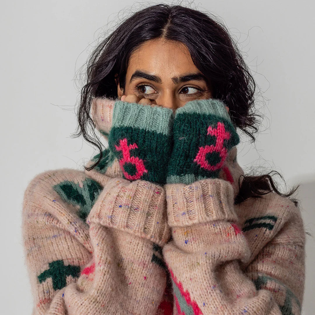 Green Cosmos Wrist Warmers