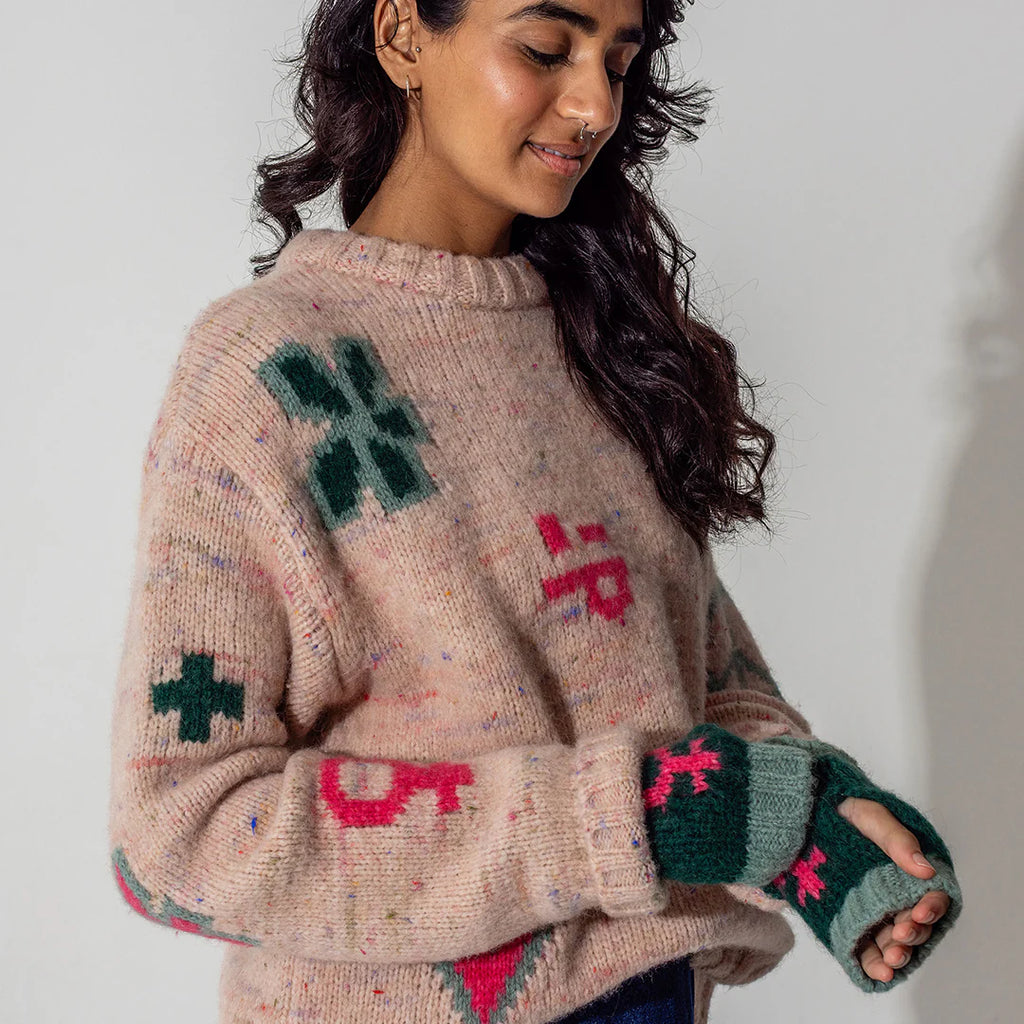 Green Cosmos Wrist Warmers