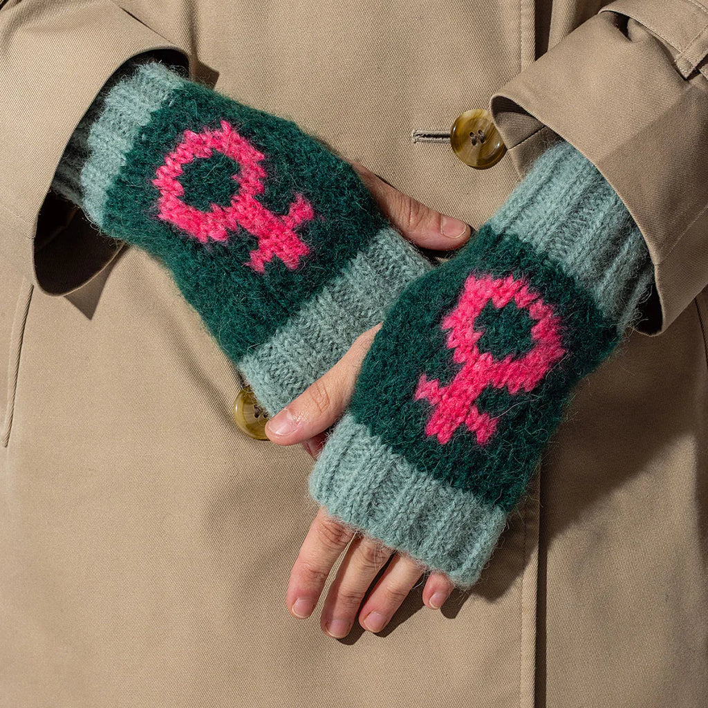 Green Cosmos Wrist Warmers