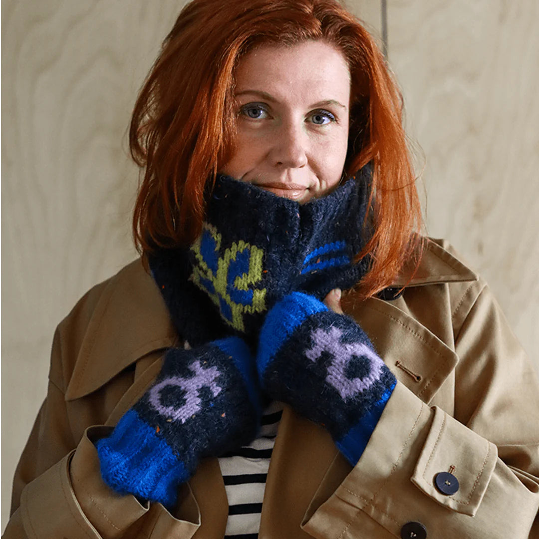 Blue Cosmos Wrist Warmers