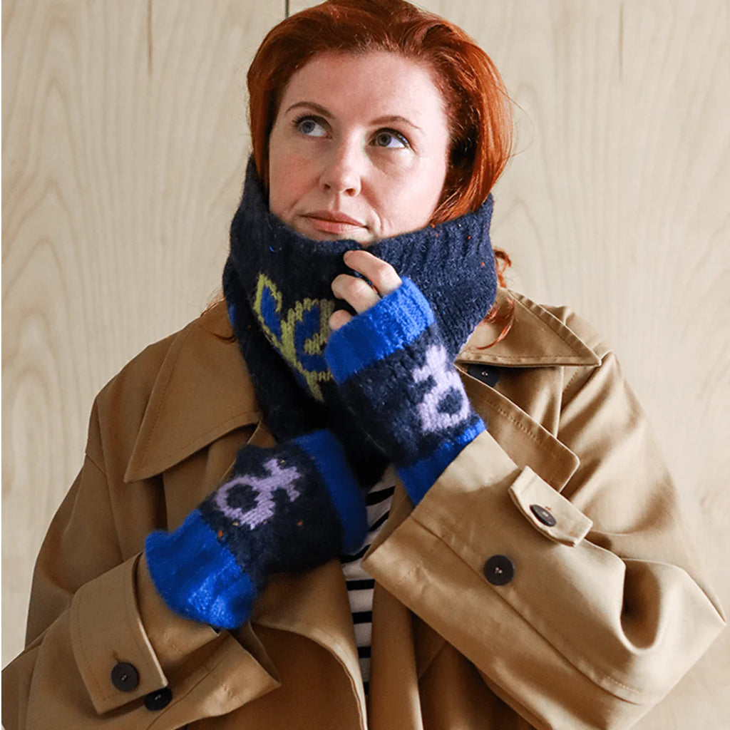 Blue Cosmos Wrist Warmers