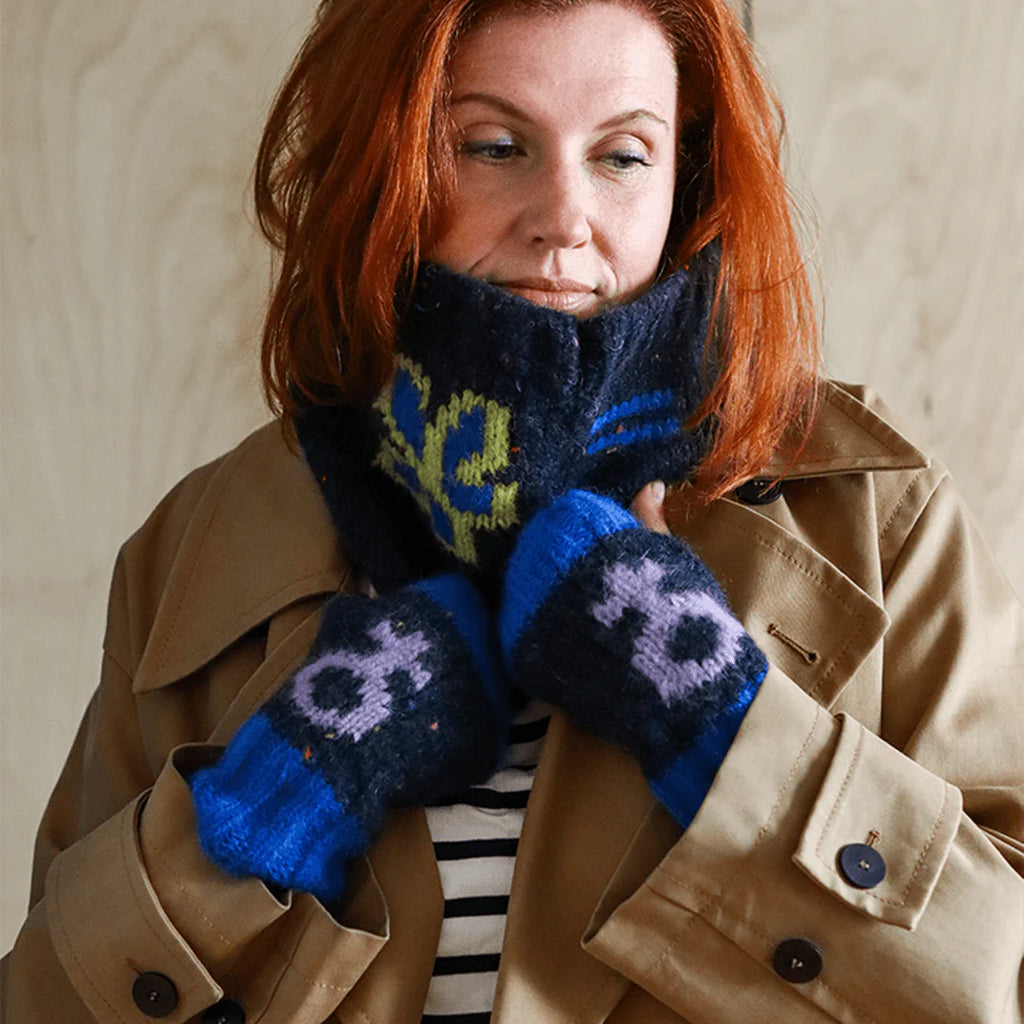 Blue Cosmos Wrist Warmers