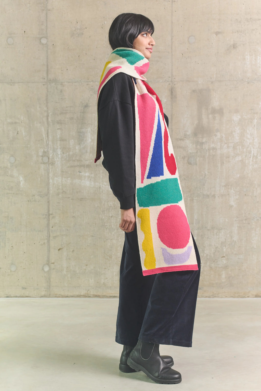 Large Collage Wool Scarf