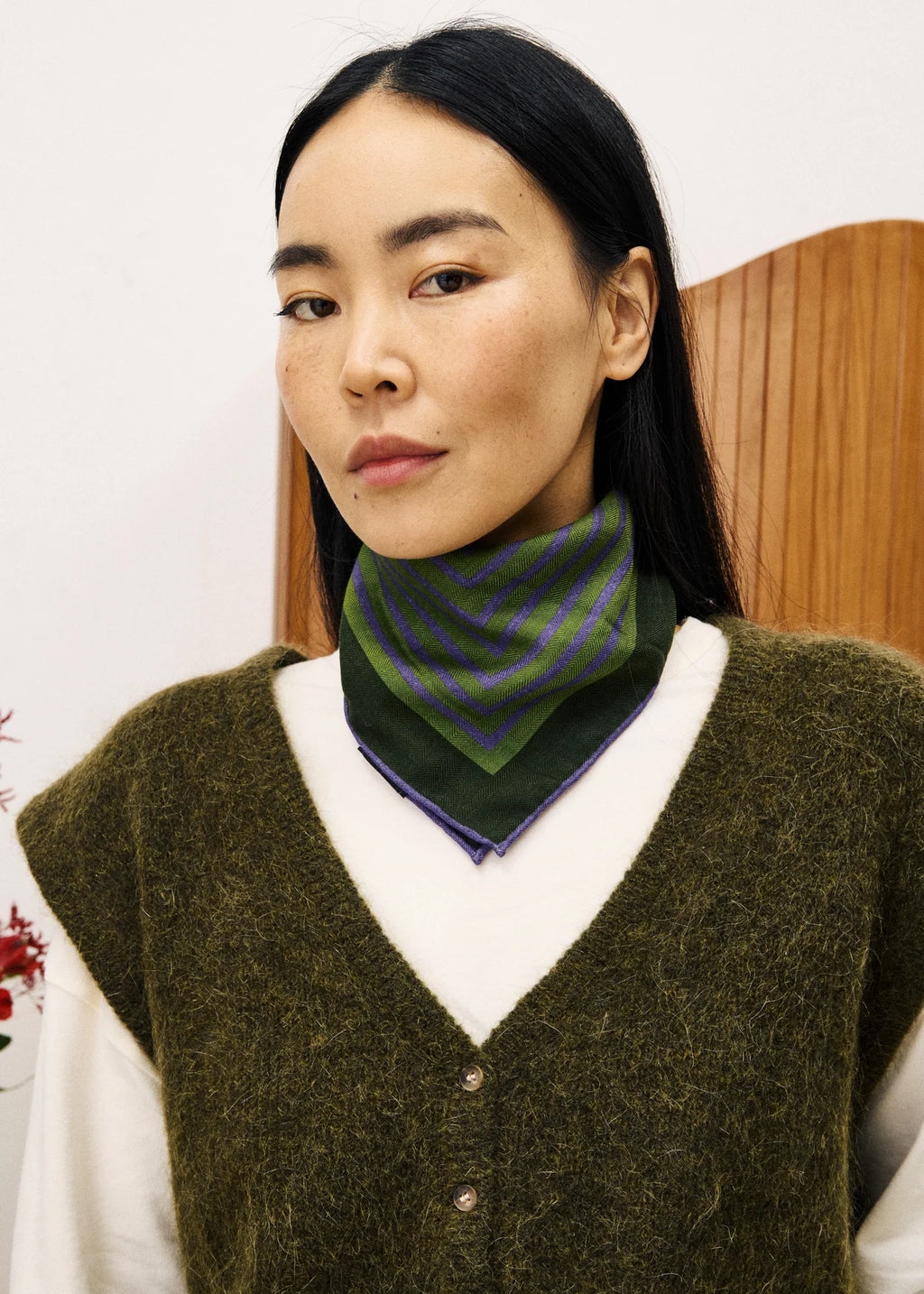 Khaki Sleeveless Cardigan