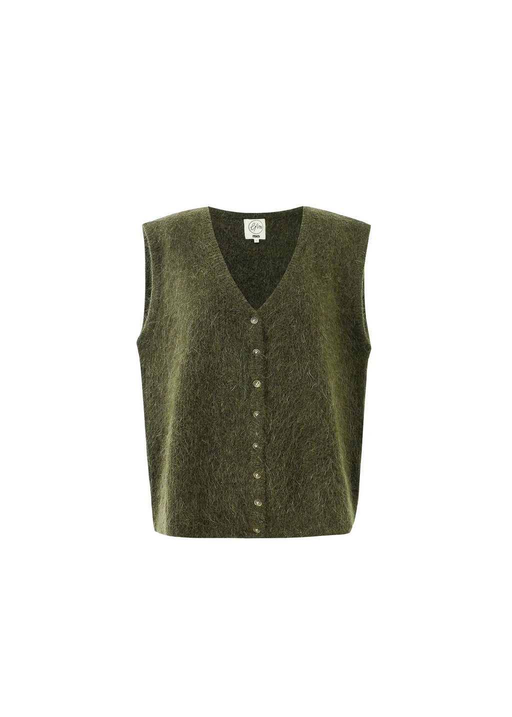 Khaki Sleeveless Cardigan