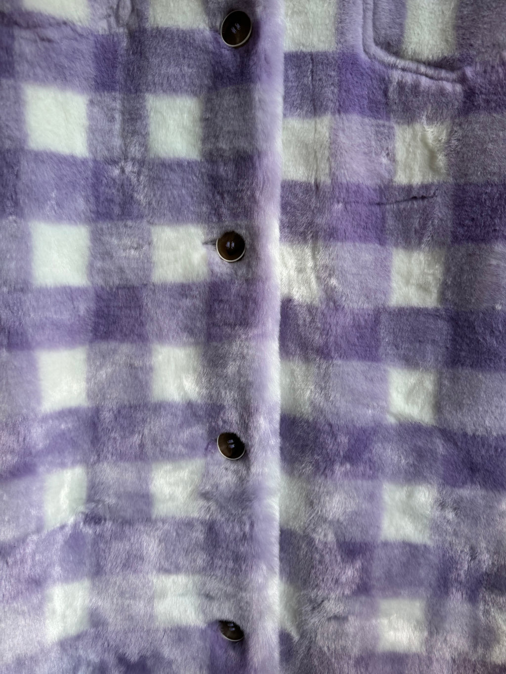 Lilac Check Faux Fur Coat