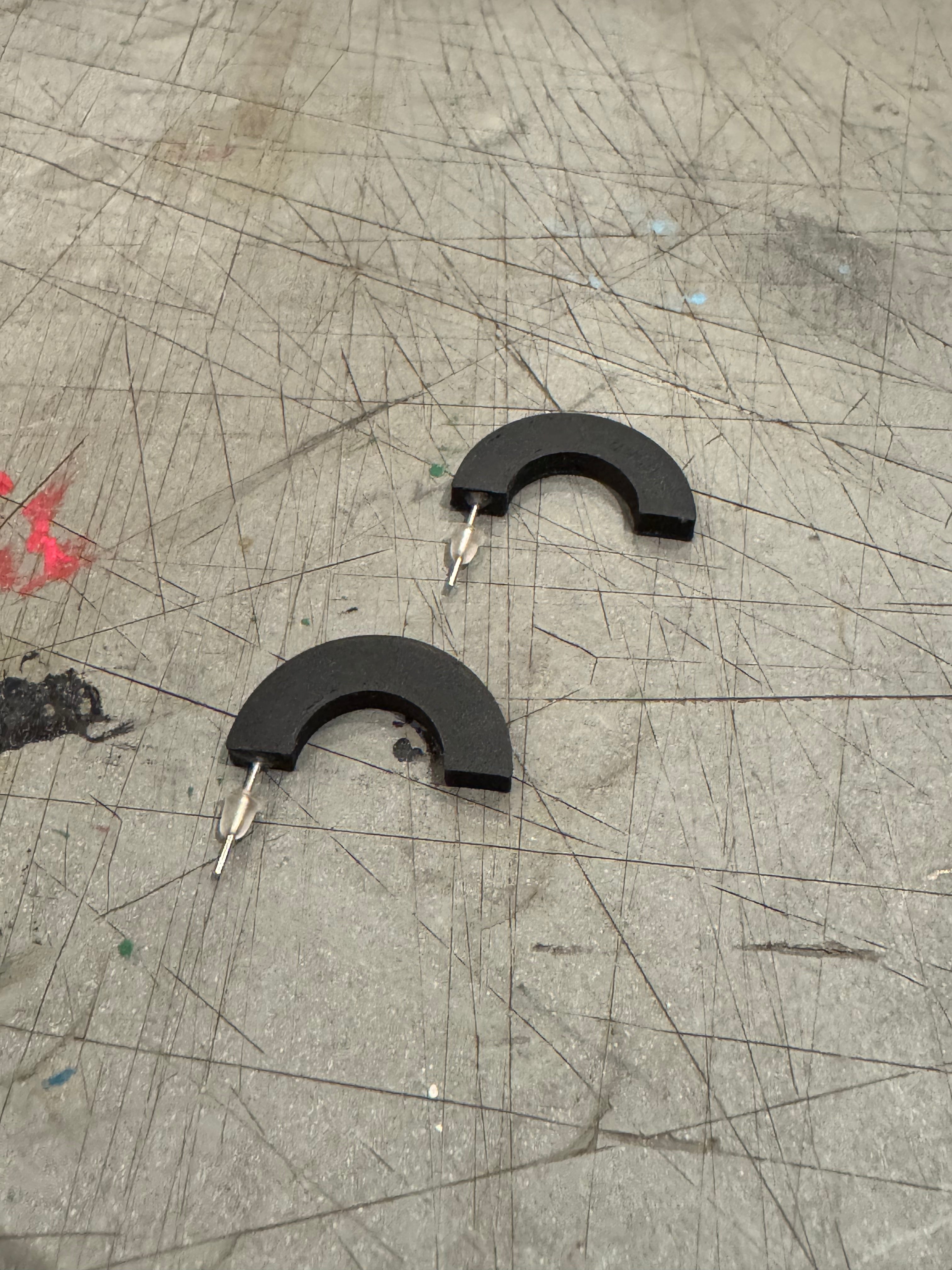 Matt Black Curve Stud Earrings