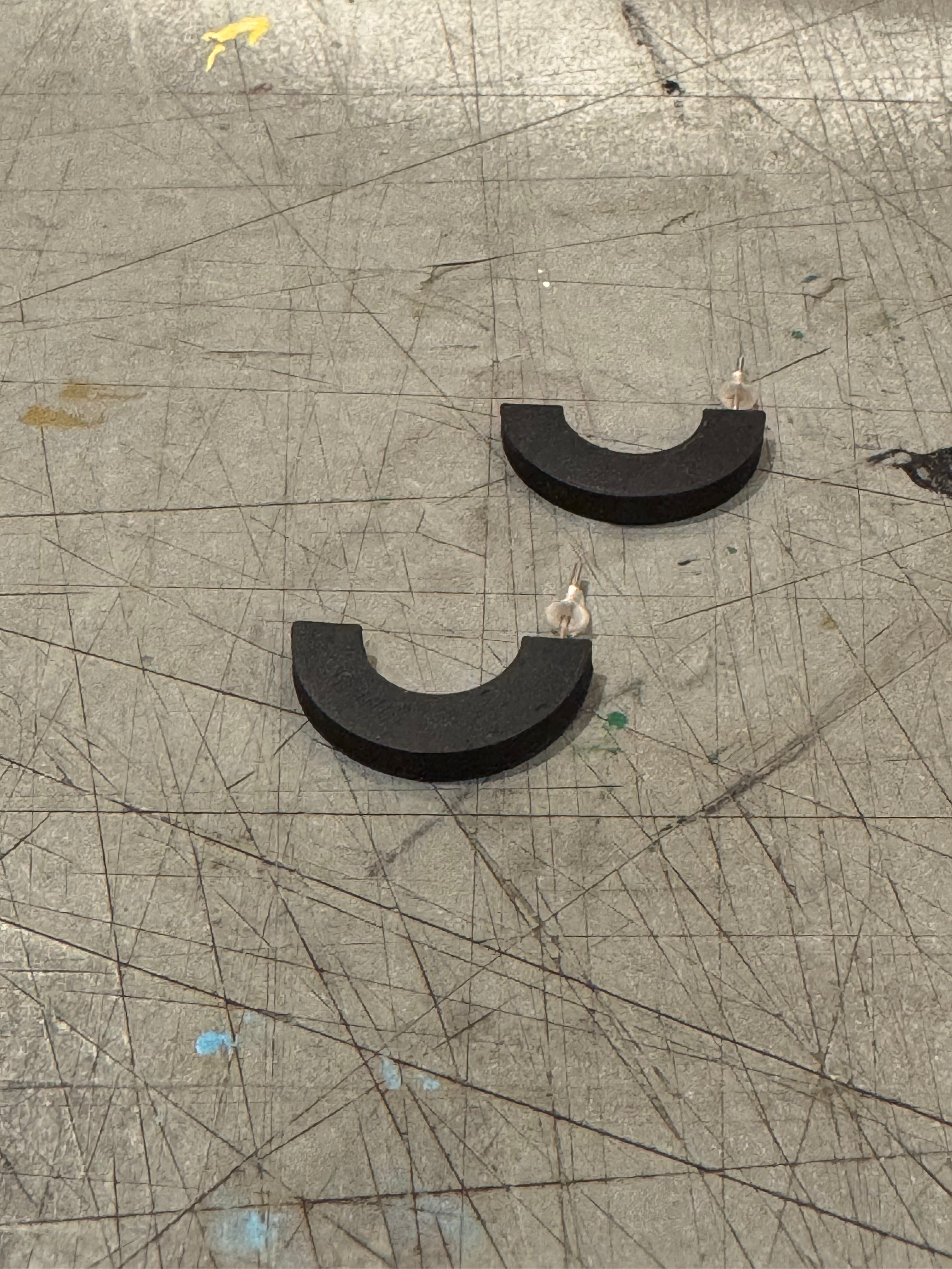 Matt Black Curve Stud Earrings