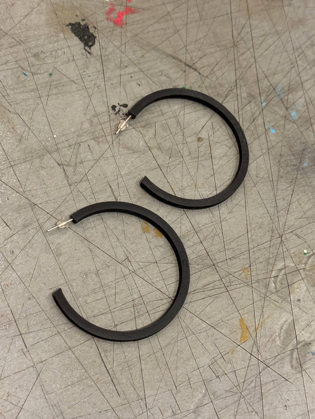 Matt Black Hoop Earrings