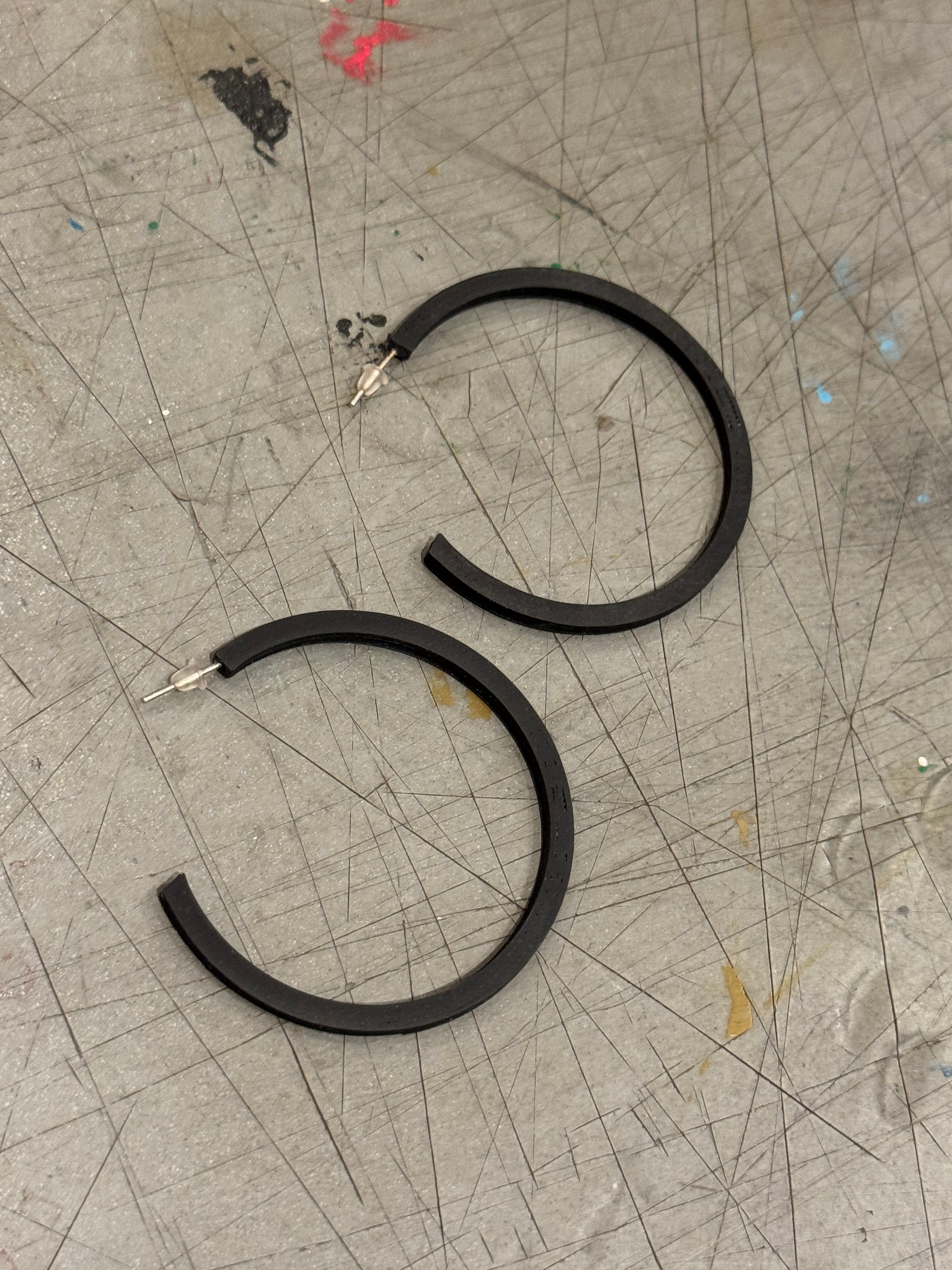 Matt Black Hoop Earrings