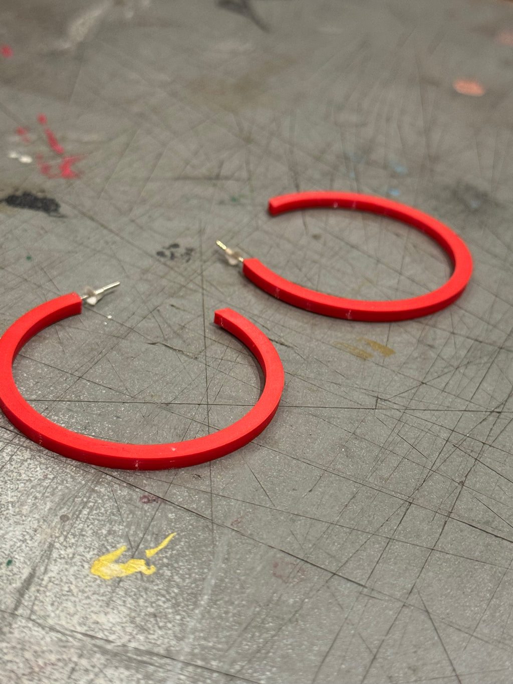 Red Hoop Earrings