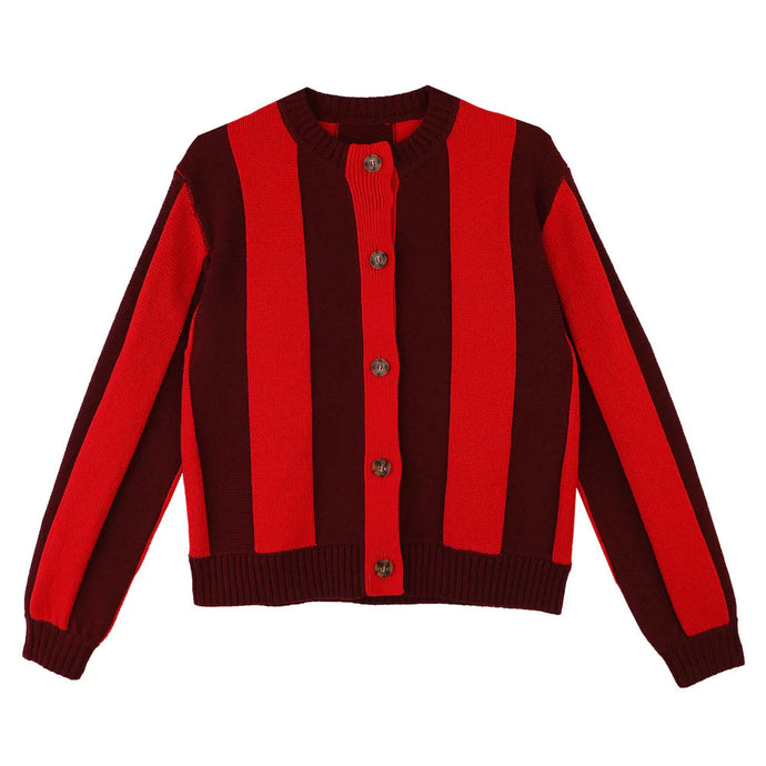 Ace Cardigan Burgundy Stripe