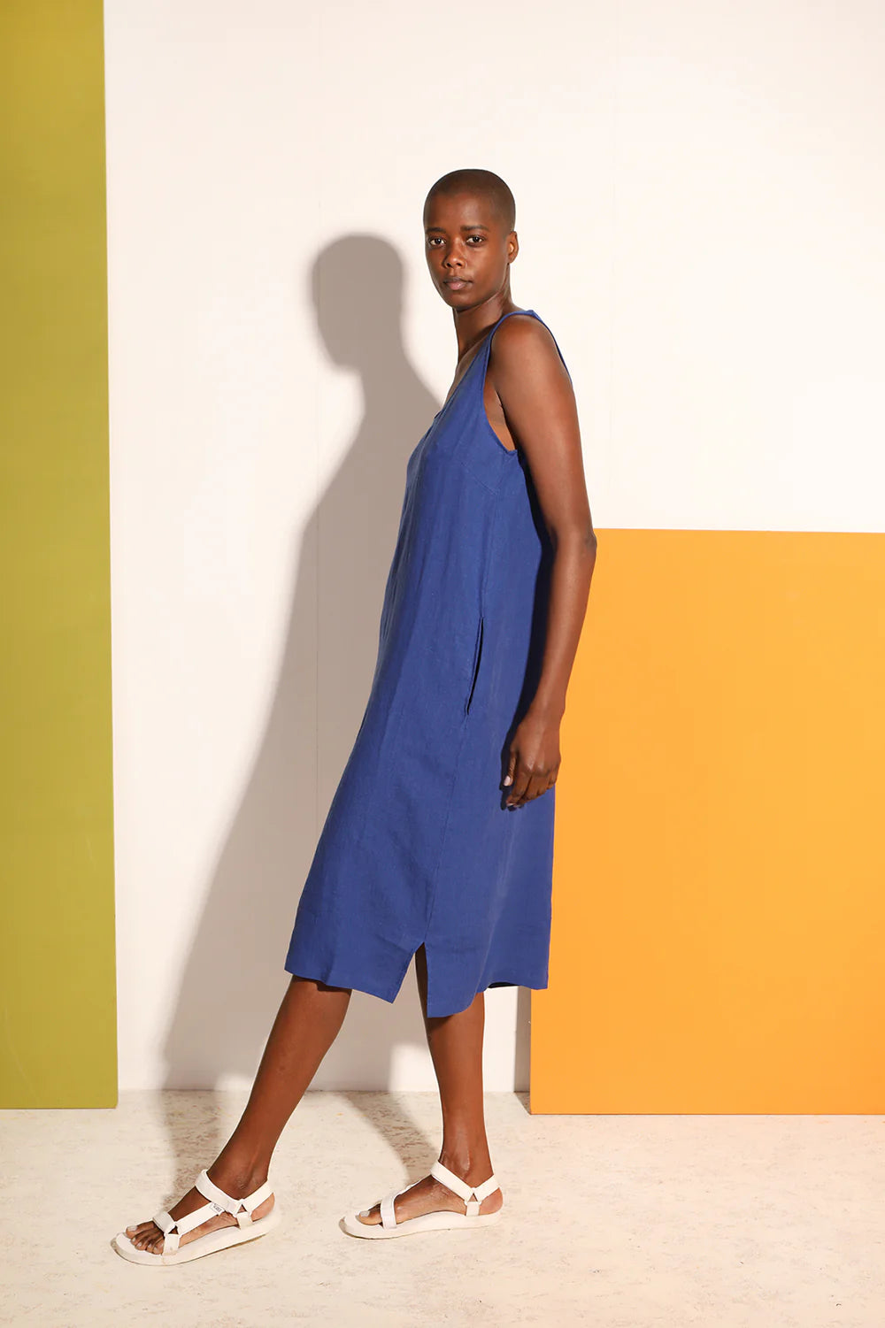 Cobalt Linen Shift Dress