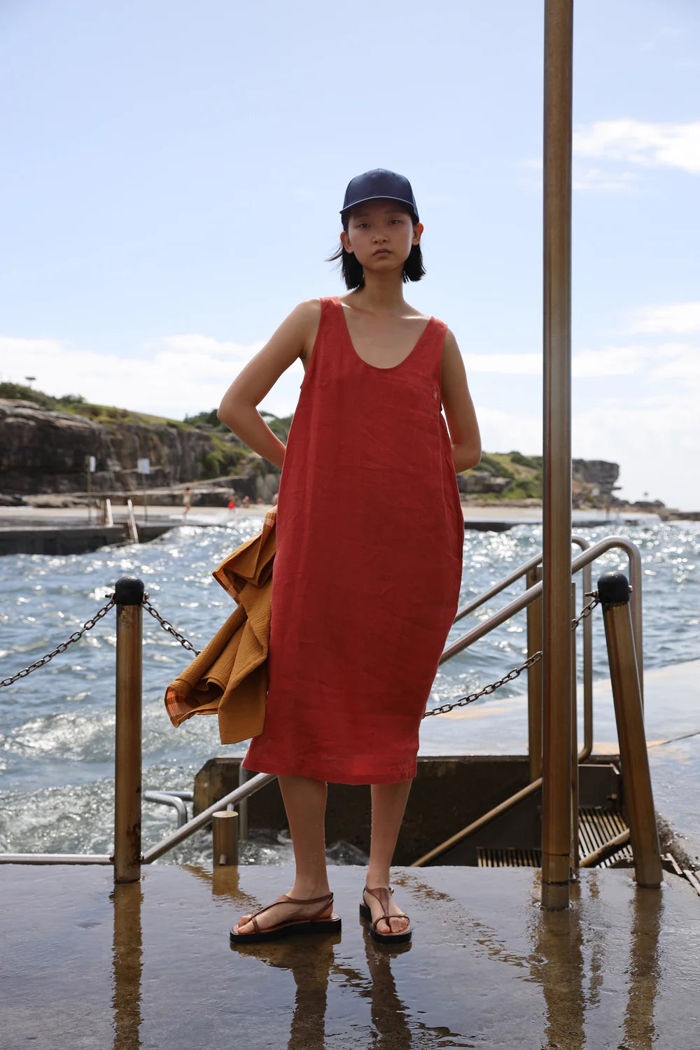 Paprika Linen Shift Dress