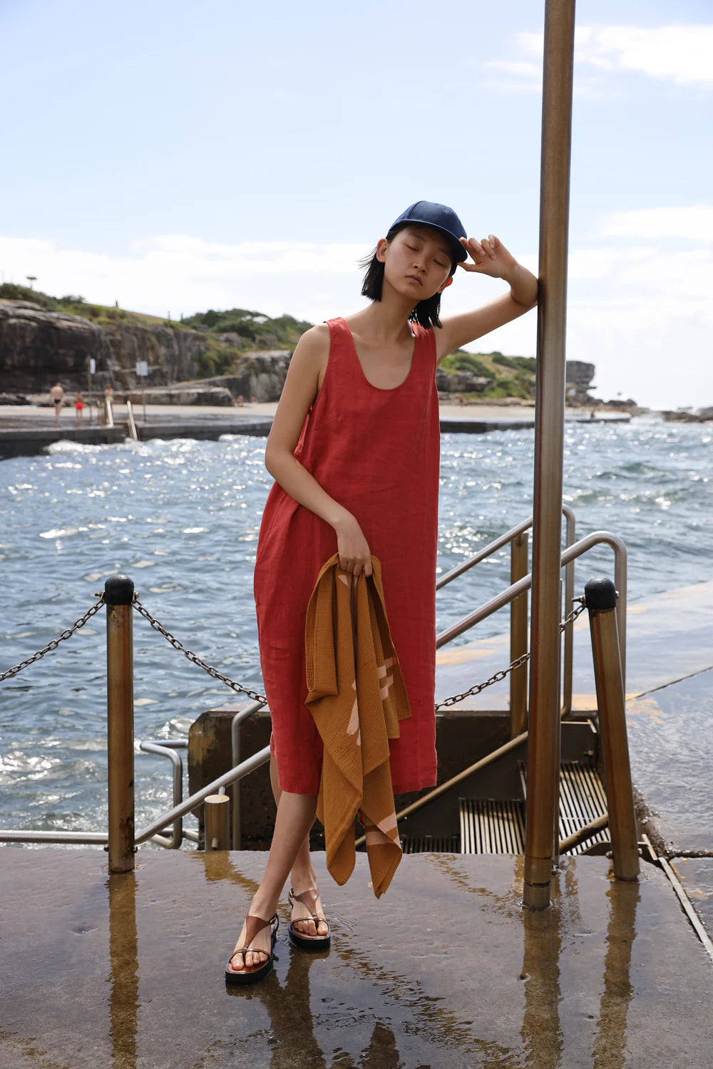 Paprika Linen Shift Dress