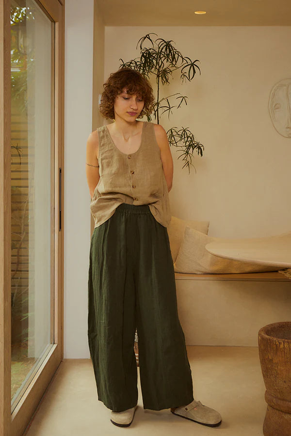 Dark Forest Basic Linen Trousers - Last One