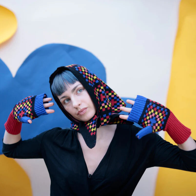 Granny Squares Wool Triangle Scarf