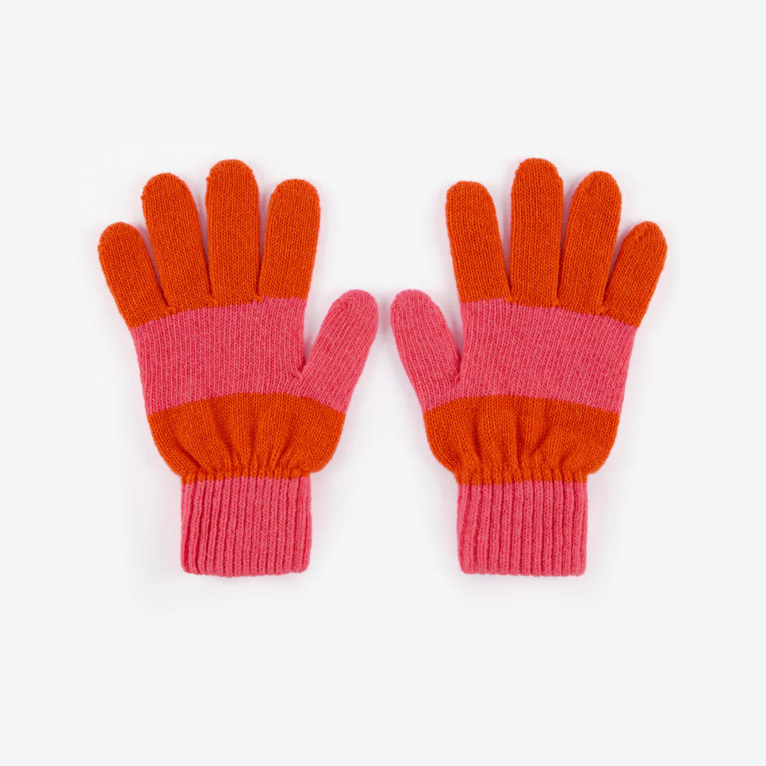 Pink & Orange Wool Gloves